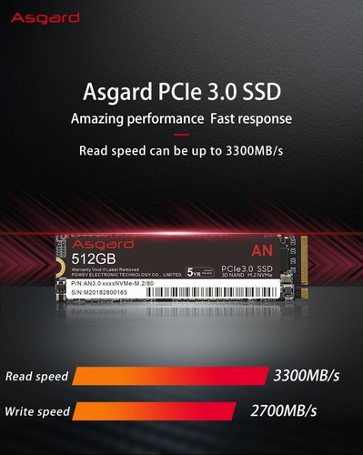 SSD Asgard 1er Terabyte y 3.0 M.2 NVME