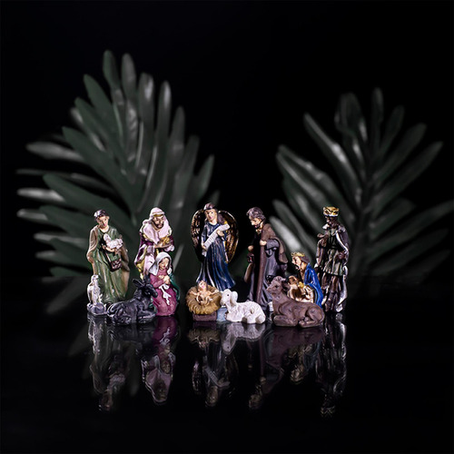 11 Uds. Figuras De Natividad Escultura Pintada A Mano