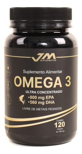 Omega 3 Alta Concentração De Epa E Dha 120 Capsulas - JMSuplementos Sem Sabor