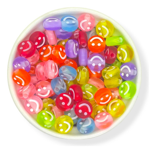 Cara Smile 10mm Colores Transparente 25gr 75u Armar Bijou