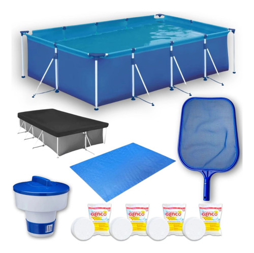Kit Piscina 5000l+ Capa, Forro + Peneira + Flutuador + Cloro