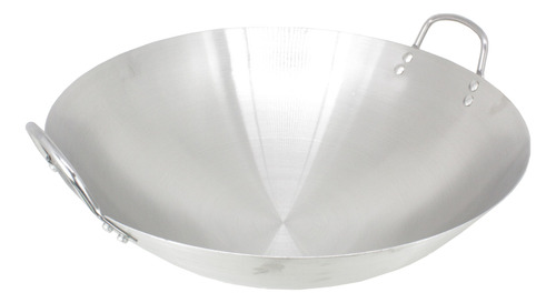 Panela Wok Aço Inoxidável Prata Com Alças - 43cm