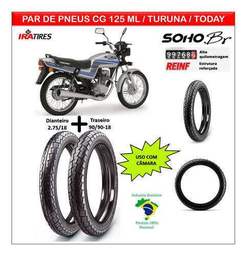 Pneu Dianteiro Cg 125 Ml / Turuna / Today +pneu Tras Br