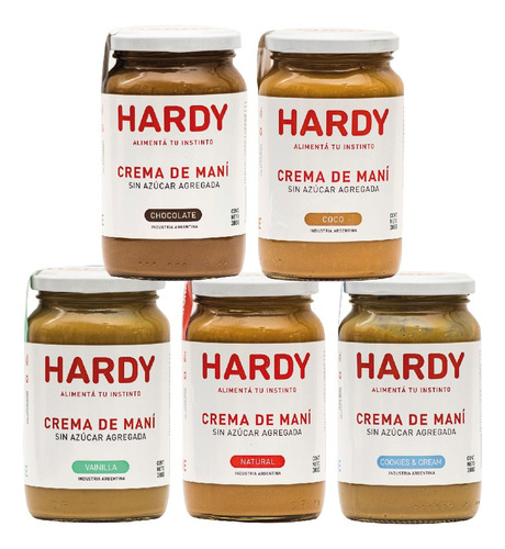 Pack 5 Crema De Mani Hardy - 380gr X 5 Gustos