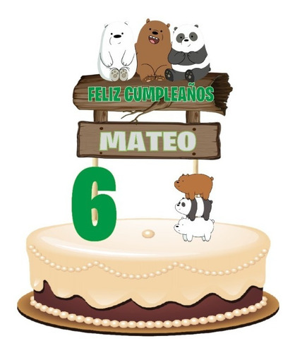 Imagen 1 de 5 de Osos Escandalosos Cake Topper Adorno Para Tortas