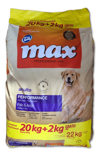 Max Performance Adulto Pollo 20kg Con Snacks Deliciosos