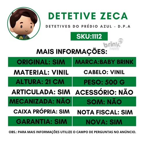 Boneca Zeca DPA em vinil 20 cm - 1112 - Baby Brink (Nova Brink), Magalu  Empresas