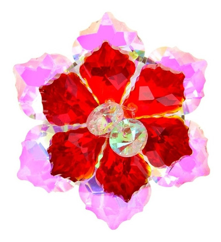 Prendedor Broche De Flor Cristal Rojo