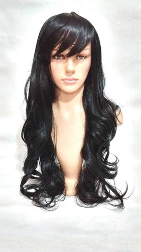 Peruca Lace Wig Repicada Preta Fibra Futura 70 Cm