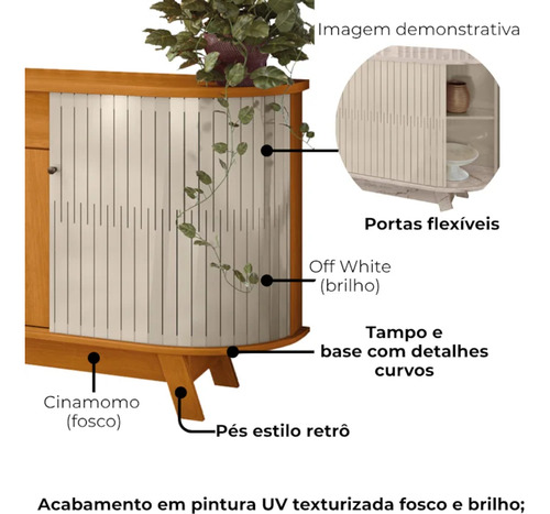 Madetec Móveis Buffet Aparador Monaco 81,5 x 183 x 38 cm Cinamomo Off white