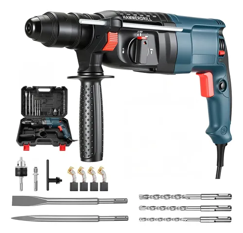 Rotomartillo Cincelador Perforador Sds 1600w Con Accesorios Azul