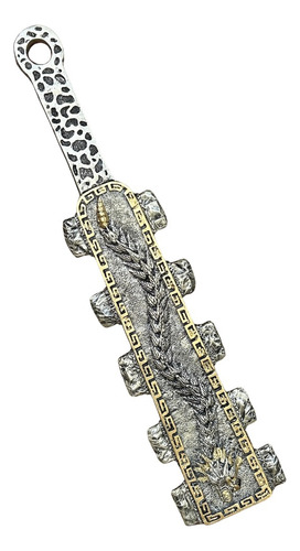 Mazo Prehispánico Macahuitl Guerrero Maya Kukulkan 61cm Jart Plateado