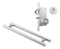 Comprar Puxador Porta De Correr 30cm Polido + Fechadura Porta Correr