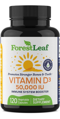 Vitamina D3 50.000 Iu - 120 Comprimidos - Marca Forestleaf Sabor Sin Sabor