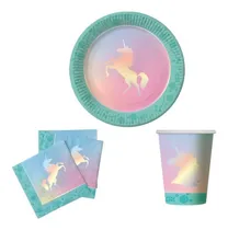 Comprar Set Unicornio Platos Vasos Servilletas Fiestas Descartables