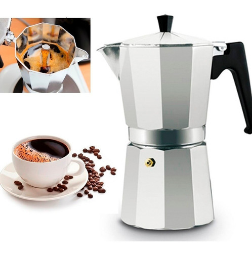 Cafetera Espresso Moka, Para 6 Tazas De Cafe En Grano Molido