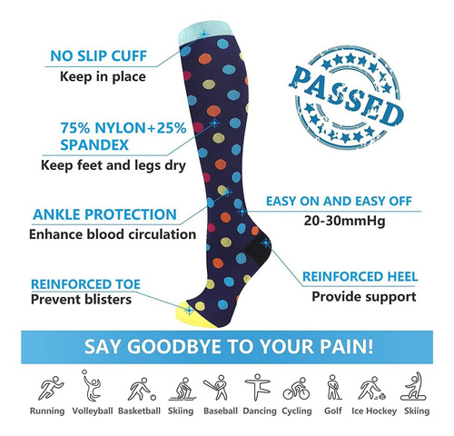Calcetines De Compresión Para Mujeres Y Hombres - 20-30 Mmhg