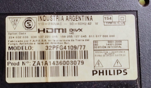 Placa Fuente Philips 32pfg4109/77 Consutar Otro Modelos Y Ma (Usado)