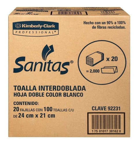 Caja Toallas Interdobladas Kimberly-clark 2000 Pz Sanitas