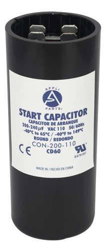 Appli Parts Condensador Capacitor Arranque 200-240 Mfd (