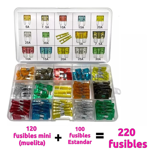 Fusibles 220 Pieza Automotriz Mini Muelitas Estandar Fusible