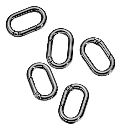 5x Mola Oval Anéis Mosquetões Conector Primavera Preto