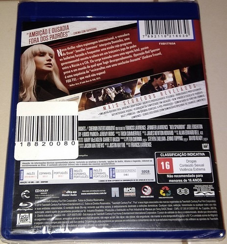 Imagem 2 de 2 de Blu-ray Operação Red Sparrow (lacrado)