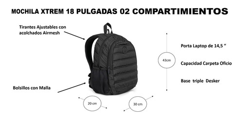 Mochila Xtrem 18 Pulgadas + Lunchera + Cartuchera Combo Cuot