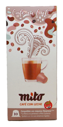 Caja x10 Capsulas cafe con leche mito compatibles nespresso - sin TACC