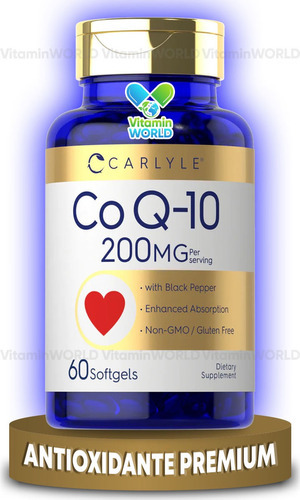 Carlyle Complejo Coq-10 Coenzima Q-10 200 Mg 60 Softgels Sabor Sin sabor