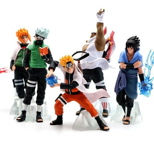 Coleção 5 Bonecas Naruto Uzumaki Kakashi Minato Sasuke Dbz