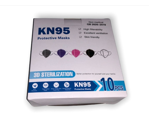 Caja 10 Mascarillas Kn95 Adulto Colores Surtidos