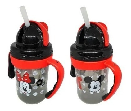  Set De Vasos Entrenadores Con Asas Mickey Y Minnie Mouse