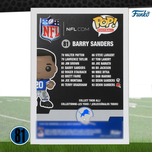Funko Pop Barry Sanders #81 Nfl Detroit Lions Home Original