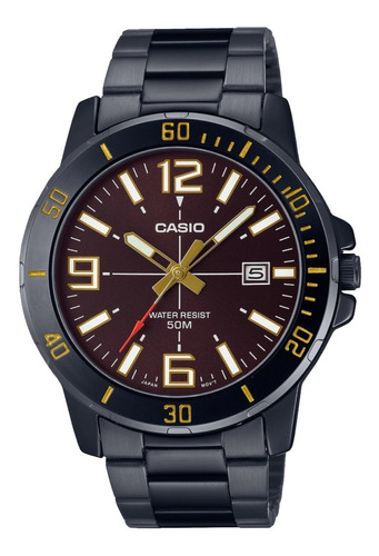 Reloj Casio Mtp Vd01b Acero Pavonado Fechador Sumergible 50m