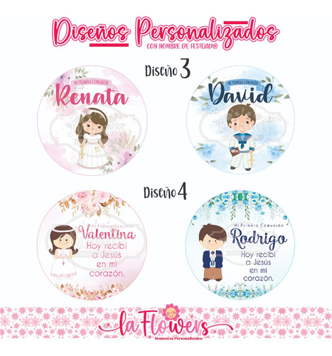 60 Etiquetas Stickers Primera Comunión Con Nombre 5 C.m