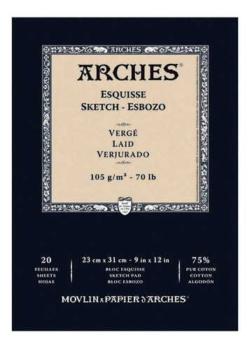 Arche Sketch Paper Pad 70 Lb. Acabado Depositado 9x12 