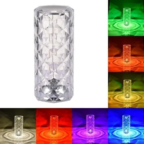 Lámpara De Mesa O Velador Efecto Cristal Táctil