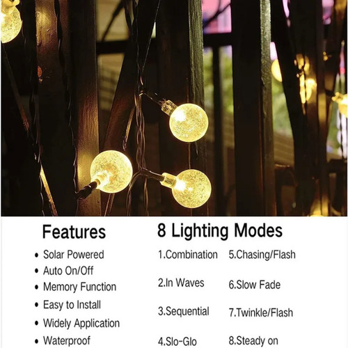 Guirnalda De Luces Led 5m Exterior 20 Focos Jardín Navidad