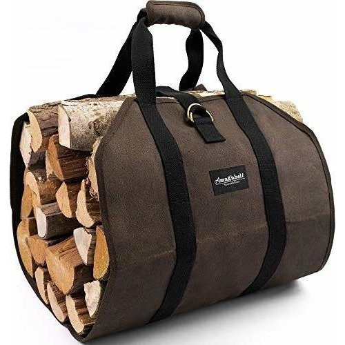 Amagabeli Firewood Carrier Bag Canvas Waxed Large Firewo