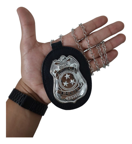 Distintivo Policial Federal Investigador C/ Corrente Cosplay