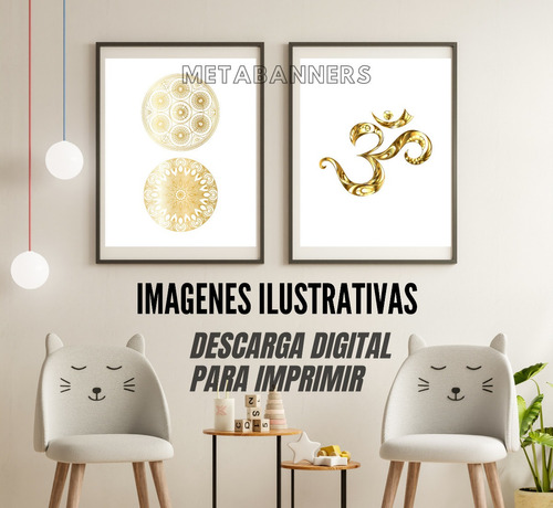 Diseño Descargable Imprimible 3 Cuadros Feng Shui Mandalas