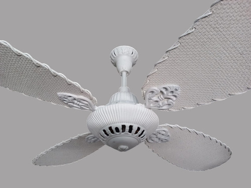 Pack X2 Ventilador De Techo S I T E C Fund. Blanco Y Rattan 1.25 M Blanco Texturado Mate Blanco Rattan 4