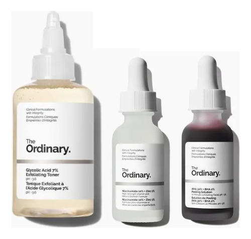 3 Pack The Ordinary Acido Glicolico Niacinamida Aha Peeling Normal Día/noche