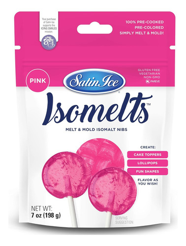 Isomalt Nibs Satin Ice 198grs Color Rosa - Importado