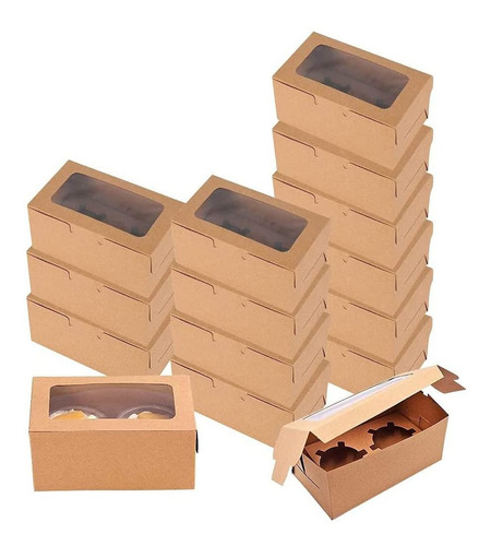 Bakery Cupcake Box Kraft Paper Cake Boxe With Clear And