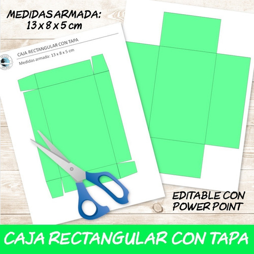 Kit Imprimible Molde Caja Rectangular Con Tapa Editable