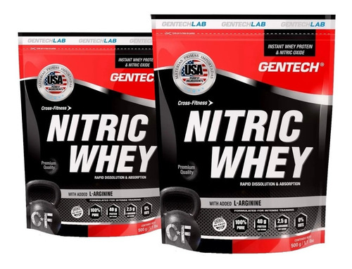 2 Nitric Whey Gentech Protein 500 Grs Con L Arginina Oxido