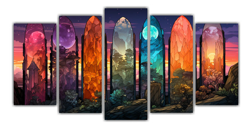 250x125cm Set 5 Cuadros Estilo Rocas De Piedra Coloridas