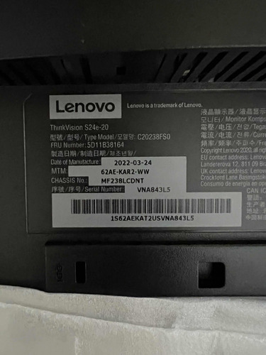 Monitor Empresarial Lenovo 24 Pulgadas (Usado)